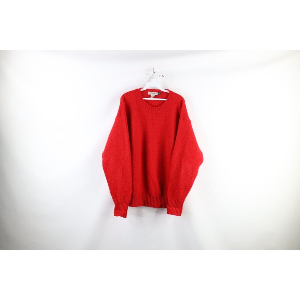 Vintage 80s Gap Clothing Co Mens Large Thrashed Blank Shetland Wool Knit Sweater